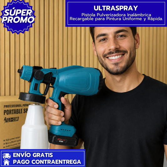 UltraSpray: Pistola Pulverizadora Inalámbrica Recargable para Pintura Uniforme y Rápida.