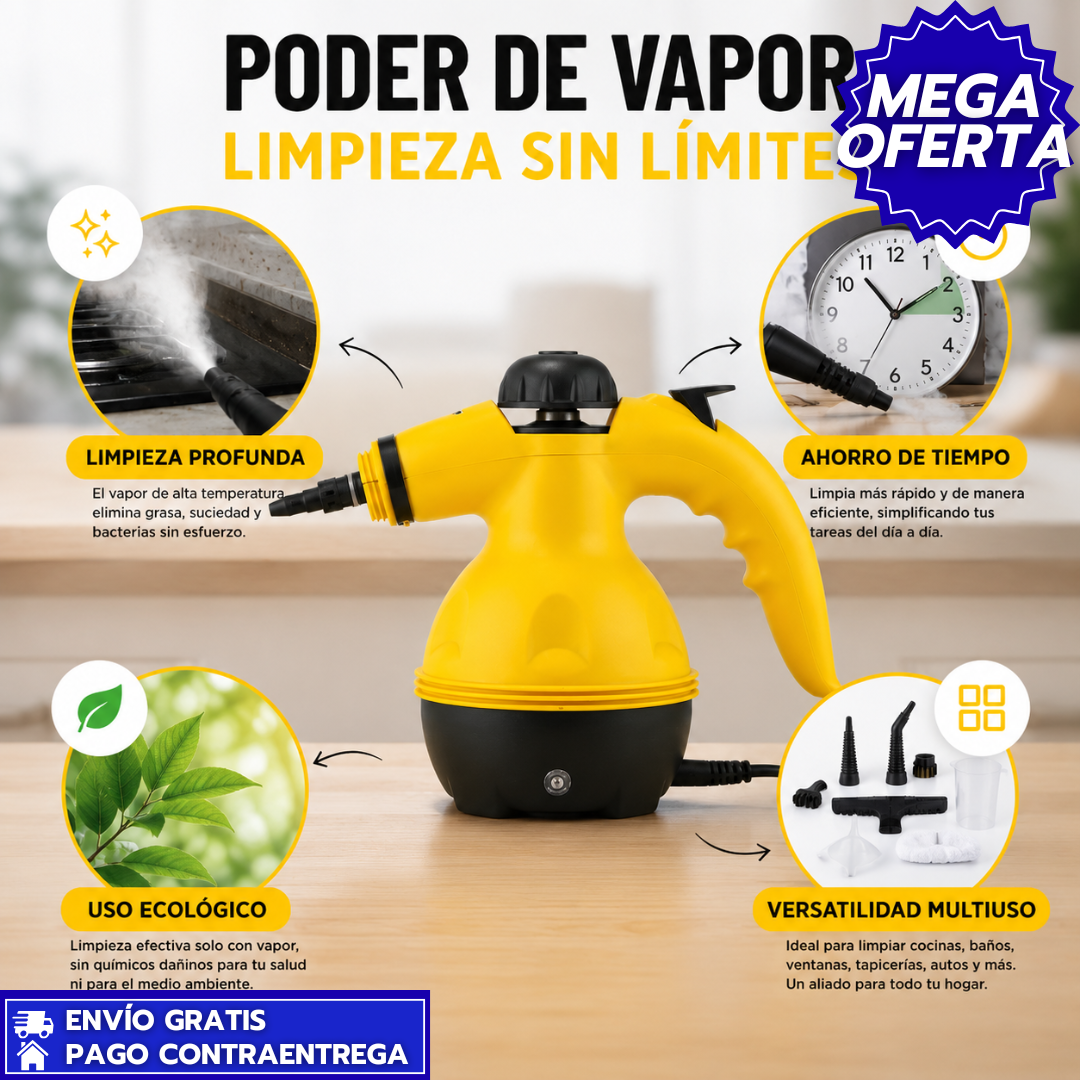 VaporClean: Limpiador a Vapor Multiuso de Alta Presión sin Químicos.