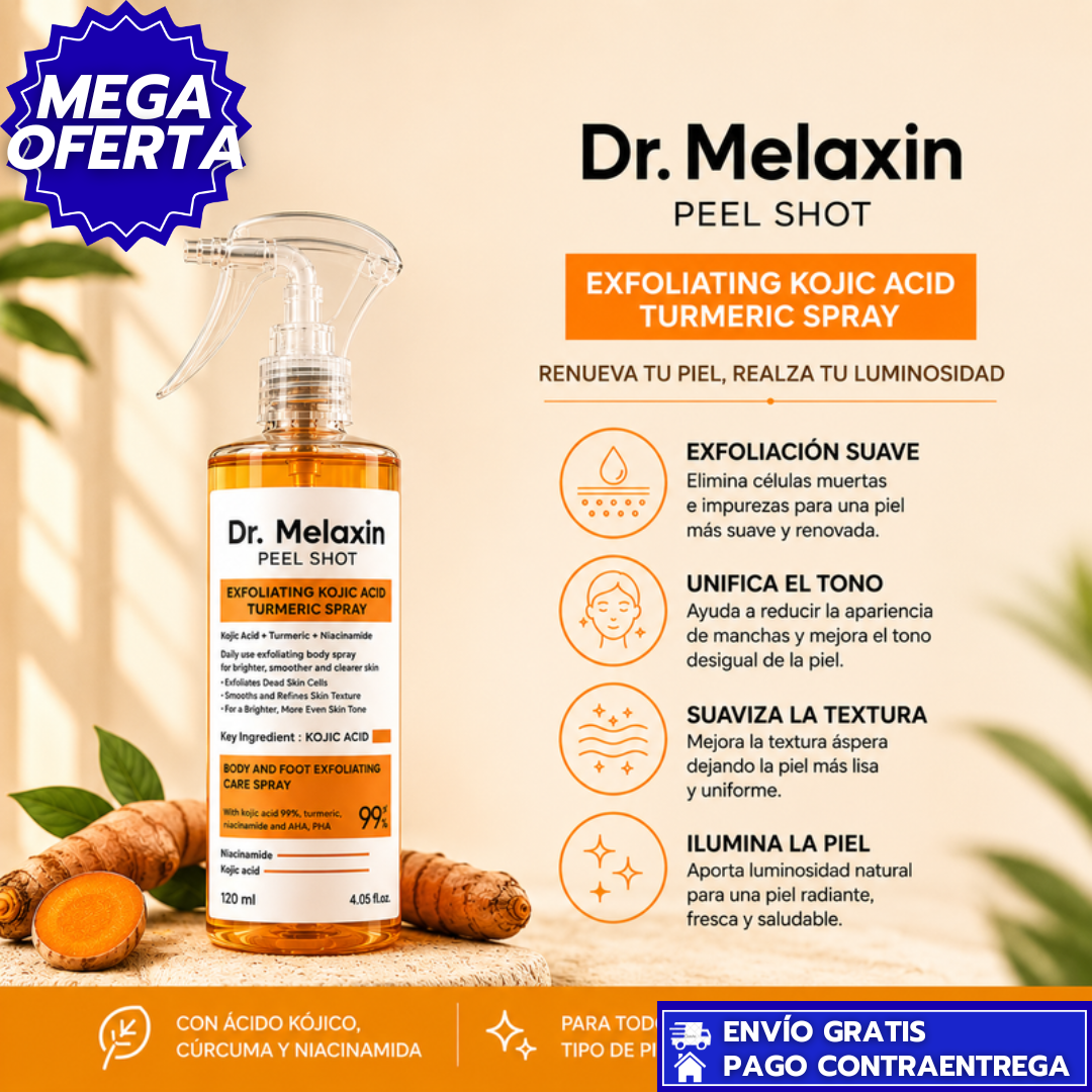 Dr. Melaxin Peel Shot: Spray exfoliante corporal de 120 ml que ayuda a suavizar la piel.