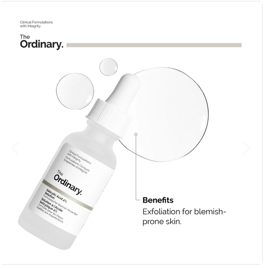 The Ordinary Salicylic Acid 2% Solution: Sérum para reducir granitos y puntos negros.