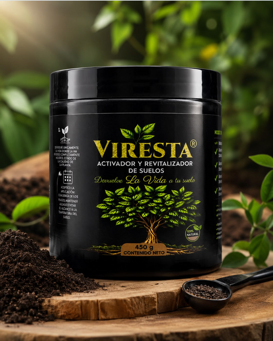 Revitalizador Viresta: revitaliza el suelo, fortalece las raíces y mejora la absorción de nutrientes.