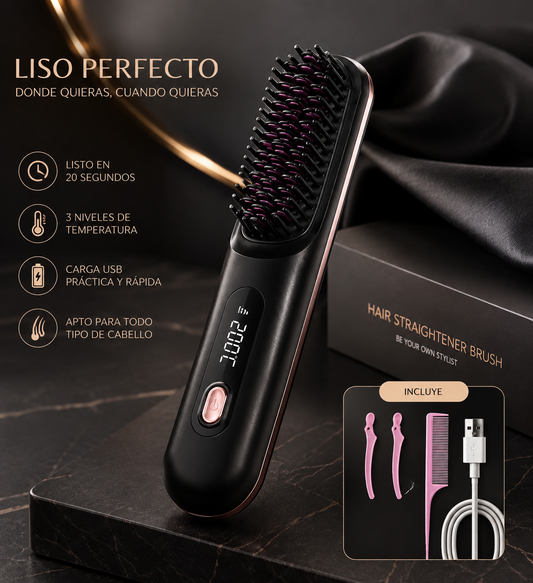 Cepillo Alisador Kit:  Alisa y retoca tu cabello en minutos, donde quieras y de forma práctica.