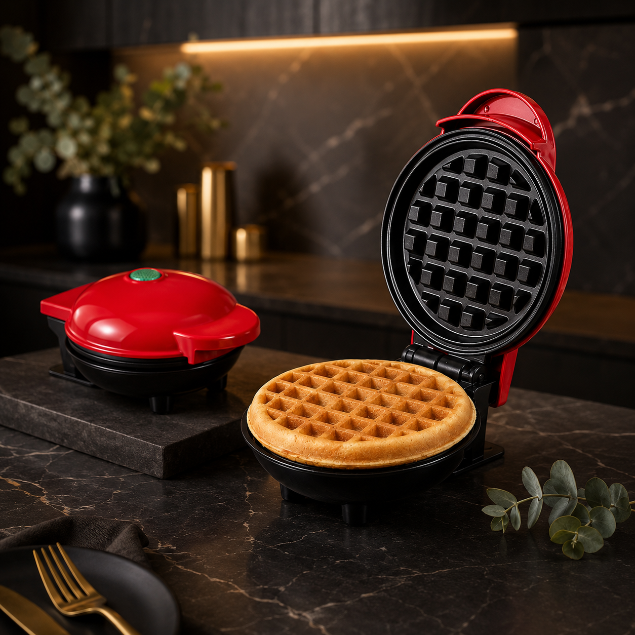 MiniWaflera: Waflera Eléctrica Compacta de Calentamiento Rápido, ideal para preparar waffles, pancakes y snacks crujientes en minutos.